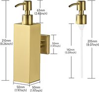Distributeur de savon mural rectangulaire de luxe en acier inoxydable 304 brossé doré pour salle de bain et hôtel