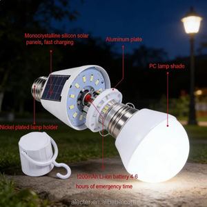 Bombilla Solar Portátil Ecológica IP65, Lámpara de Camping Recargable de Emergencia a Prueba de Agua con Lúmenes para Exteriores, Tiendas de Campaña y Cobertizos - Product Image 2