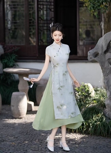 Nouveau style chinois moderne amélioré Cheongsam traditionnel chinois minorité Design respirant ample longue robe pour femmes pour décontracté - Product Image 2