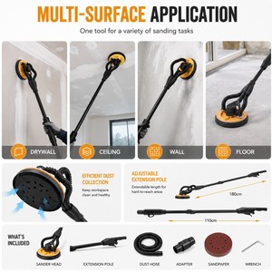 <span class=keywords><strong>Lijadora</strong></span> Eléctrica para Paneles de Yeso de 550W con Mango Telescópico, Sistema de Lijado Orbital Aleatorio para Paredes, Techos y Acabados de Superficies - Product Image 4