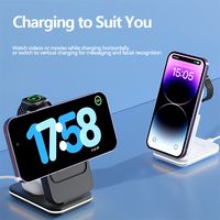 Portátil plegable 3 en 1 estación de carga inalámbrica 5000mAh Led Night Light Power Bank para iPhone Watch Airpods