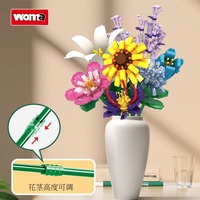 Woma 1:8 Bloques de Construcción de Plástico ABS, 40 Piezas, Juguete DIY, Ramo de Rosas, Arreglo Floral, Regalo de San Valentín, Unisex