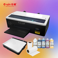 Nouvelle imprimante DTF semi-automatique de bureau Gwin G300 format A3 avec tête d'impression Epson, encre pigmentée CMYK+W, film PET rouleau à rouleau multicolore