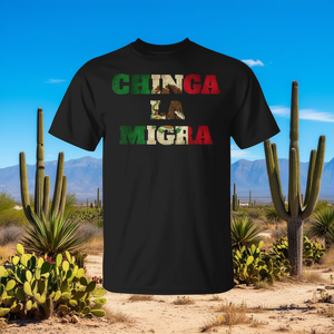 Camiseta Negra con la Bandera de México, Chinga La Migra, Camiseta Promocional para Hombre - Product Image 3