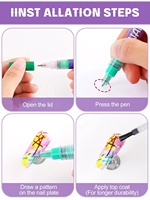 Lot de 12 stylos permanents pour nail art en plastique, marqueurs 3D et stylos à vernis, pinceaux de dessin et de peinture, pour DIY beauté