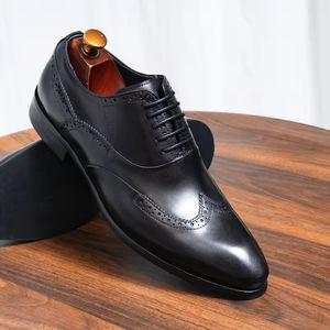 Chaussures Richelieu Oxford pour Hommes en Cuir Véritable à Bout Pointu et Montantes, Nouveauté 2025, Style Britannique Brogue Sculpté, Idéales pour Affaires, Cérémonies et Mariages - Product Image 2