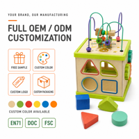 Cubo de Actividades de Madera Resistente 5 en 1, Juguete para Niños de 3+ Años, Regalo Educativo Montessori, 15x15x31cm, Logotipo Personalizado OEM, ANNA & Beck