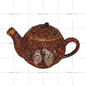 Bolso de Mano de Noche con Forma de Tetera de Cristal con Pedrería Novedoso para Mujer, Bolso de Mano Brillante Informal de Moda para Fiesta de Cóctel - Product Image 4