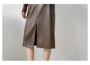 2025 jupes en cuir Pu rétro de qualité supérieure <span class=keywords><strong>jupe</strong></span> mi-<span class=keywords><strong>longue</strong></span> <span class=keywords><strong>fendue</strong></span> vintage pour les femmes - Product Image 5