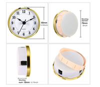 Jam Dinding DIY Modern Plastik Tahan Lama Diameter 80mm (3.15 Inci) Lubang 76mm (3 Inci) Angka Arab/Romawi Emas/Perak Mesin Quartz