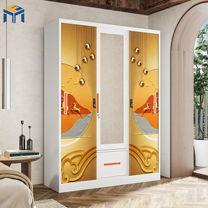 Armario de Almacenamiento Metálico Moderno y Personalizable de 2 o 3 <span class=keywords><strong>Puertas</strong></span>, Estructura Desmontable, Armario para Dormitorio - Product Image 2