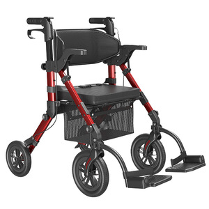 Maedest <b>Walker</b> Rollator Z51 Red Lightweight Foldable Mobility Aid for <b>Elderly</b> and Disabled Users - Product Image 1