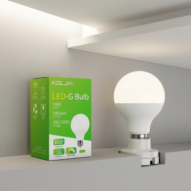 CE RoHS IC-DOB LED G Bulb 13W 1400lm 3000K-10000K E27 100-265V 107lm/W Flicker-Free Lamp for Home Office