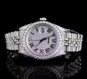 Montre de luxe pour homme en moissanite et diamant, boîtier de 5 mm, mouvement à quartz de précision, montre-bracelet haut de gamme en acier inoxydable pour affaires - Product Image 2