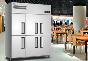 Stainless Steel <strong>Silver</strong> Four-door Commercial <strong>Freezer</strong> 1500L Large Capacity Vertical Dual Temperature Digital Control Air Cooling - Product Image 4