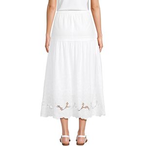 FOXA Women's Voile Eyelet Maxi Skirt <b>Elastic</b> Waist Breathable <b>Lace</b> Detail - Product Image 2
