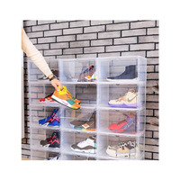 Boîte à chaussures en plastique, boîte d'exposition pliable et transparente pour baskets, bacs de rangement empilables, contenant pour chaussures