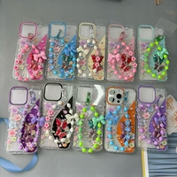 Coque de téléphone intelligente BAILI Factory pour femmes, style papillon et fleur, avec chaîne en diamant et bracelet perlé pour ITEL A70/A60S/06/A05S