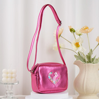 Mignon coeur brillant PU sac à bandoulière portefeuille sac à main pour adolescentes recyclé petit sac à main à paillettes sac à bandoulière pour femmes cadeaux