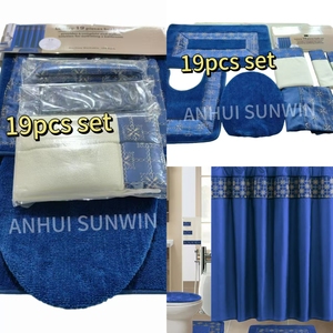 Dày Tùy Chỉnh Thêu Thiết Kế 18 19Pcs Phòng Tắm Vòi Hoa Sen Rèm Cửa Không Thấm Nước Rèm Tắm Và Thảm Thiết Lập Khăn Tắm Thiết Lập - Product Image 1