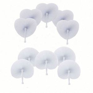 Abanicos de Papel Plegables en Forma de Corazón Blancos con Asas de Plástico, Colores Personalizados, para Pintar DIY - Product Image 6