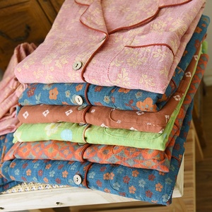 Nuove Camicie <span class=keywords><strong>da</strong></span> <span class=keywords><strong>Notte</strong></span> Lunghe a Maniche Corte in <span class=keywords><strong>Cotone</strong></span> Doppio Strato Tinto in Filo Jacquard <span class=keywords><strong>da</strong></span> Donna, Abbigliamento Casual Estivo con Colletto a Risvolto - Product Image 4