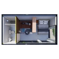 Maison conteneur préfabriquée de luxe moderne 40 pieds, structure en acier, mini-appartement, salle de bain, mur en verre, entièrement meublée, modulaire