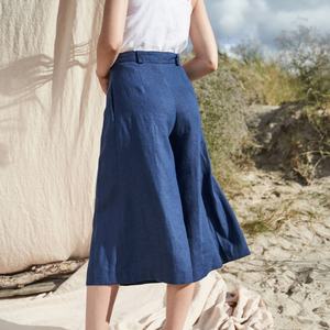 Pantalones Casuales de Lino para Mujer, Holgados, de Pierna Ancha, con Nudo Ajustable, para Trabajo o Uso Diario - Product Image 3