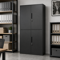 Archivador de Oficina de Acero Negro de 4 Puertas con Cerradura, Impermeable y Ecológico para Almacenamiento de Documentos en Hoteles, Escuelas y Talleres