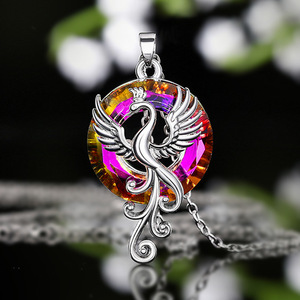 Collana con ciondolo a forma di fenice colorata per donna, gioielli di moda in stile cinese - Product Image 2