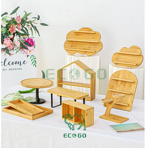 Support de Cupcake en bambou en forme de maison Support de plateau à Dessert en bambou à 2 niveaux Support de gâteau amovible Présentoir de service Réutilisable - Product Image 6