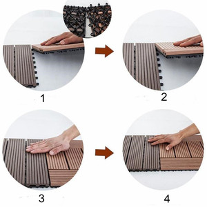 Planches de terrasse WPC contemporaines avec clips en acier inoxydable, étanches, faciles à installer, pour l'aménagement extérieur de jardins, antidérapantes et solides - Product Image 6