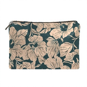 Hibiscus Print <b>Long</b> Fashion Cosmetic <b>Bag</b> Custom Clutch Portable Travel Accessory Pouch Zipper Coin Purse - Product Image 2