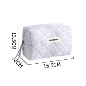 Organizador de brochas de maquillaje de Diseño Popular, bolsa de maquillaje abierta con cremallera portátil blanca - Product Image 4