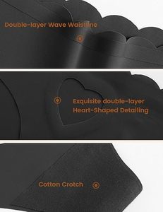 Slip a <span class=keywords><strong>Perizoma</strong></span> Senza Cuciture Traspiranti per Donne, Invisibili con Vita Ondulata, Morbidi e con Taglio a Cuore - Product Image 5