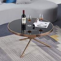 Table basse moderne de luxe en acier inoxydable avec plateau en marbre doré, petite table d'appoint ronde pour salon d'appartement, tables durables