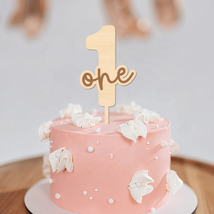 Décoration de gâteau BOHO pour premier anniversaire, numéro en bois avec lettre « Un », décorations de gâteau pour baby shower - Product Image 4
