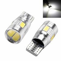 Ampoules LED T10 W5W intérieures, blanc xénon, bleu, jaune, CANBUS, 6SMD 5630, lentille projecteur, aluminium massif, feux de position latéraux, feux de stationnement