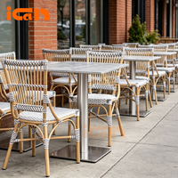 Chaise de café de loisirs en bambou et rotin pour terrasse, restaurant extérieur et jardin, style nordique