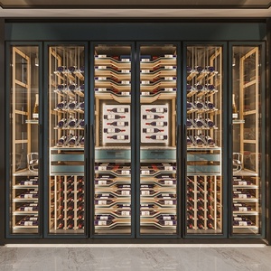 Customized Led Lighting High-end Living Room Home <b>Bar</b> Glass Showcase Stainless Steel Wine Cabinet Non-standard Wine - Product Image 6