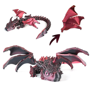 Dragon imprimé en 3D avec des ailes, jouets dragon anti-stress, animaux imprimés en 3D, modèle de dragon ailé articulé flexible en cristal - Product Image 2