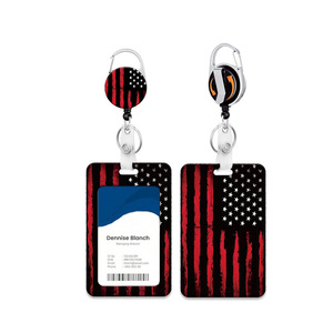 Porte-carte d'accès transfrontalier avec drapeau national rouge et noir, boucle rétractable, clip de fixation amovible pour employé, système de tirage facile - Product Image 5