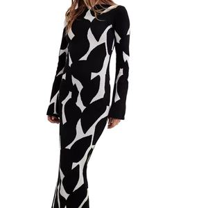 Vestido de Mujer al por Mayor, Personalizado, OEM, de Alta Calidad, Otoño e Invierno, Nuevo Vestido de Mujer, Suéter de Punto de Manga Larga, Vestido Largo - Product Image 2