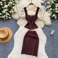 Ensemble deux pièces décontracté en tricot pour femmes WINDAY, fabricants de vêtements pour femmes, ensembles deux pièces personnalisés pour femmes, ensemble de survêtement pour femmes en vente