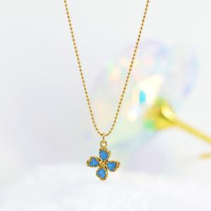 Collar Francés Vintage con Flor de Cuatro Hojas Chapado en Oro de 18K, Diseño Simple con Gota de Aceite, Regalos para Bodas, Fiestas y Compromisos - Product Image 2