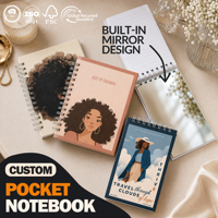 Carnet en spirale mignon en gros A6 A7, carnet de poche léger avec couverture personnalisée, journal à couverture rigide avec miroir