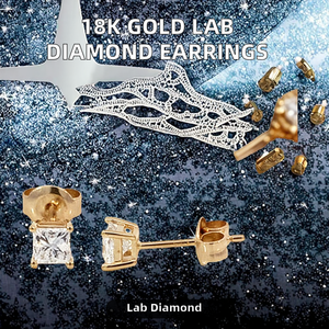 ต่างหูห่วงทองคำแท้ 18k ผลิตในห้องปฏิบัติการ ขายส่ง อุปกรณ์ทำต่างหู DIY ต่างหูเพชรเพาะเลี้ยงในห้องปฏิบัติการ ของขวัญสุดอินเทรนด์ - Product Image 2