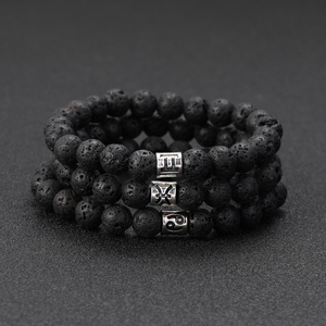 Pulsera de los 12 Signos del Zodiaco para Hombre <span class=keywords><strong>y</strong></span> Mujer, Piedra Volcánica Energética, Cuentas de Roca Fundida, Difusor de Aceites Esenciales, Regalo Conmemorativo para Festivales - Product Image 3
