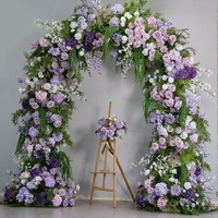 Arche de fleurs artificielles vertes de style européen en gros pour toile de fond de mariage, de Noël et de Nouvel An, décoration en soie pour scène