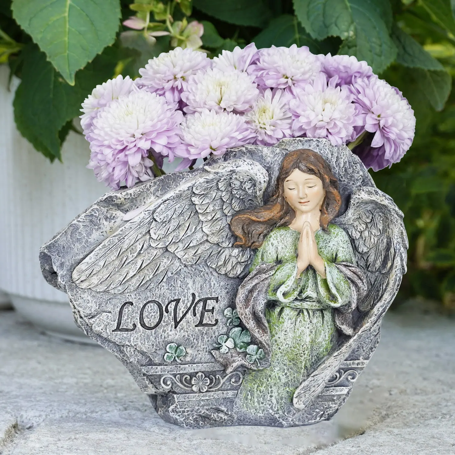 Оптовая продажа садовые декоративные полирезиновые фигурки ангела, полимерные формы, цветочные горшки и горшки с надписью «любовь»